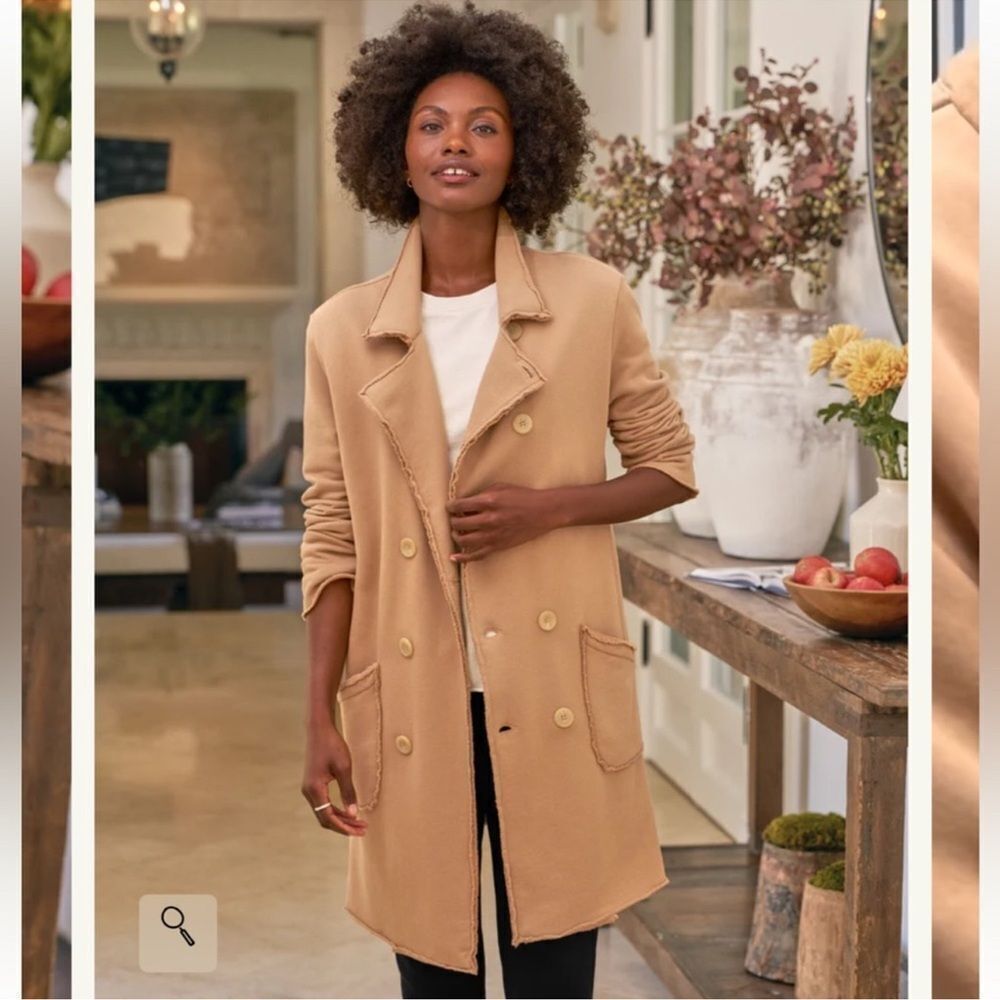 New Frank & Eileen Belfast Sweatshirt Trench Coat  Camel Triple Fleece XS-